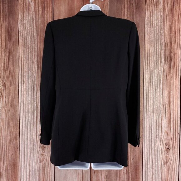 Escada Womens Size 36 Black Floral Two Button Notch Lapel Wool Blazer Jacket - Picture 4 of 16